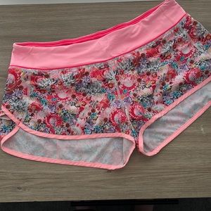 Pink floral Lululemon Shorts